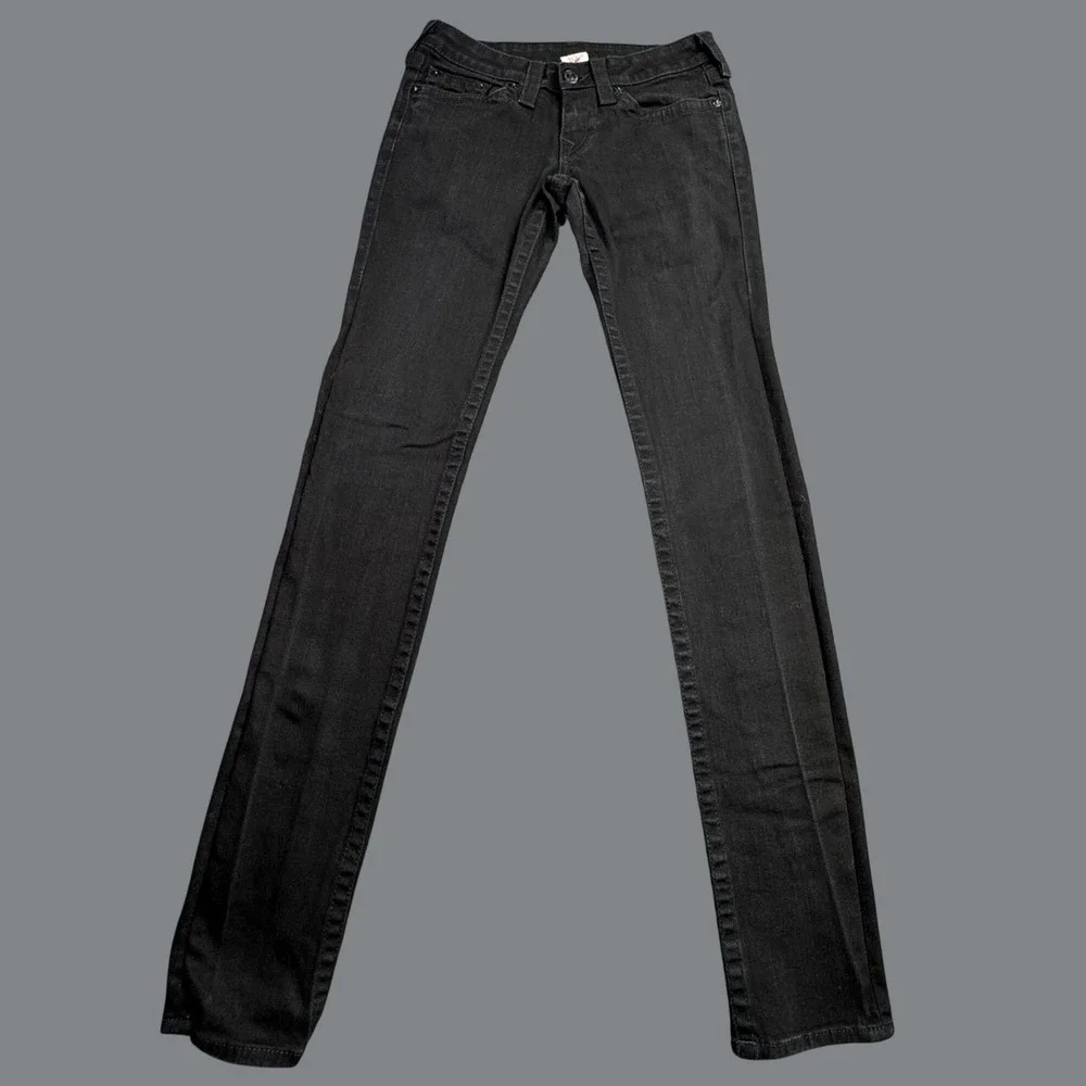 True Religion Stella Skinny Jeans Womens 28 Black Y2K Streetwear Retro